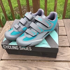 Outdoor Master Spin Bike Cycling Shoes Gray Teal Womens 9 Mens 7.5 No Cleats  Wo